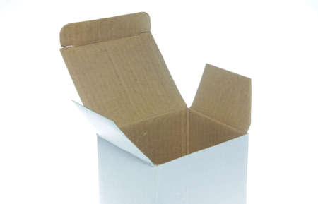 Empty carton box isolated with white backgroundの写真素材