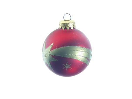 Red christmas ball isolated with white backgroundの写真素材