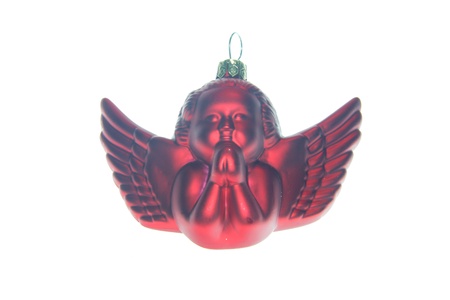 Red christmas ball isolated with white backgroundの写真素材