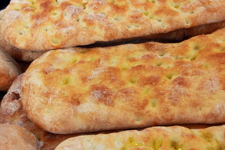Tasty pieces of overlapping homemade flat breadの写真素材