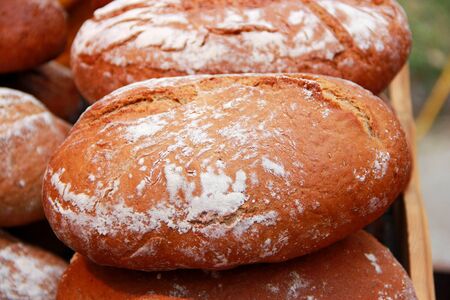 Tasty pieces of overlapping homemade  breadの写真素材