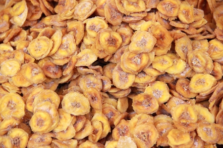 A close up view of dehydrated bananasの写真素材
