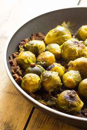 Sauteed Brussels Sprouts with Crisp Baconの写真素材