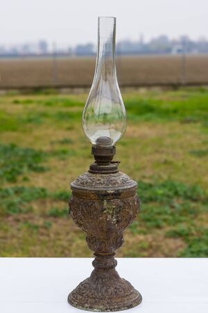 A Old petrol lamp with white backgroundの写真素材