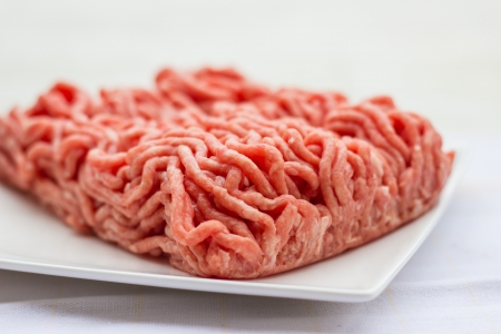 Ground beef for the Bolognese sauceの写真素材