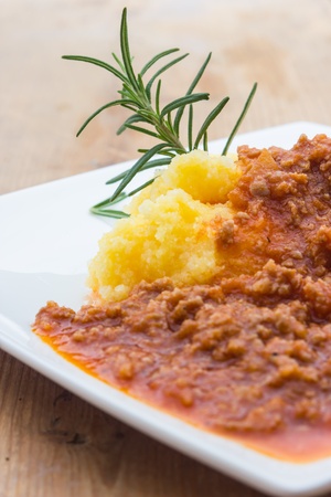 Polenta with Bolognese Sauceの写真素材