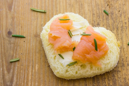 Close up view of  tarts with smoked salmonの写真素材