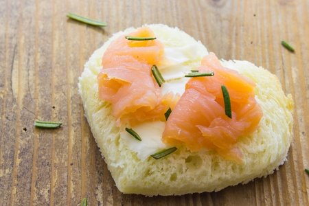 Close up view of  tarts with smoked salmonの写真素材