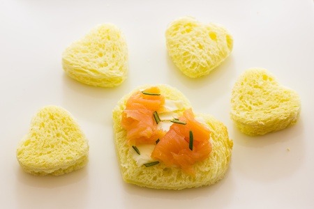 Close up view of  tarts with smoked salmonの写真素材