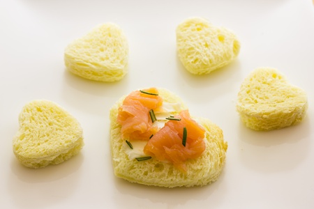 Close up view of  tarts with smoked salmonの写真素材