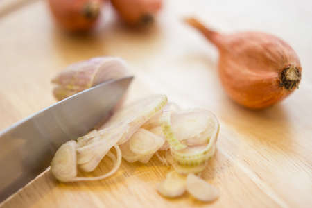 A close-up view of shallotの写真素材