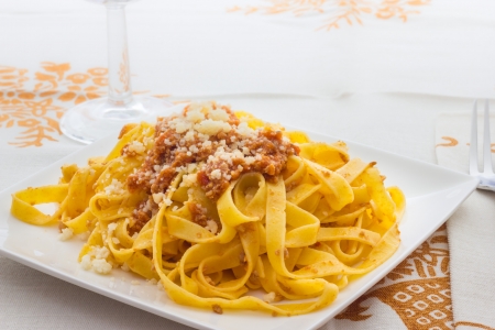 True tagliatelle al ragu from Bologna italyの写真素材