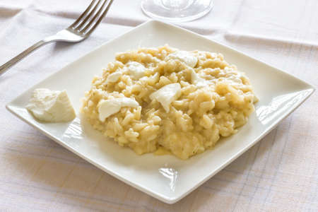 Risotto with shallots and soft cheeseの写真素材