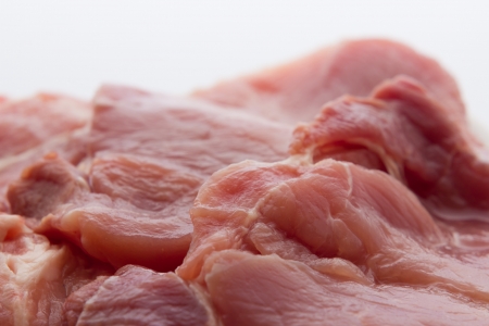A close up view of same pork steaksの写真素材