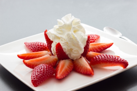 A plate of tasty strawberry dessertの写真素材