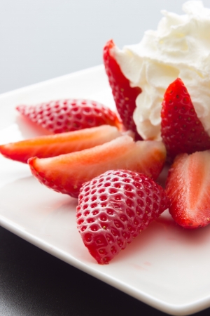 A plate of tasty strawberry dessertの写真素材