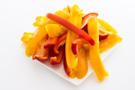 A close up view of pepperoni with white backgroundの写真素材