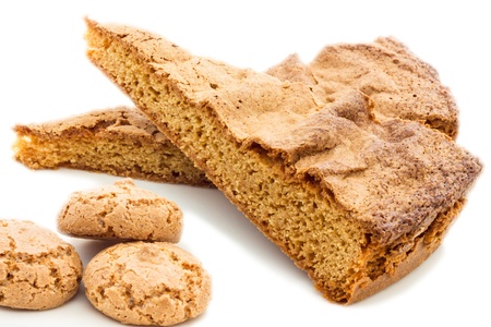 A closeup view of donut with amaretti biscuitsの写真素材