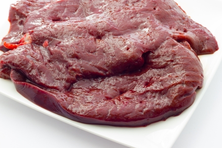Close up view of calf's liverの写真素材
