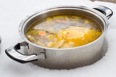 Beef broth and vegetables