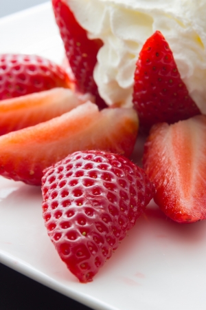 A plate of tasty strawberry dessertの写真素材