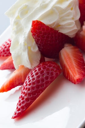 A plate of tasty strawberry dessertの写真素材