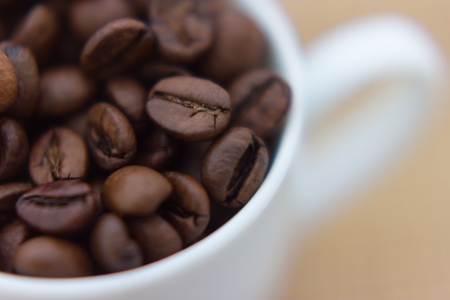 Close up view of same coffee beansの写真素材