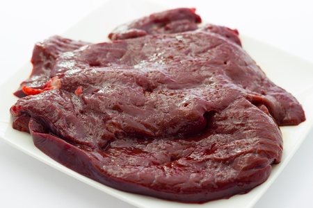 Close up view of calf's liverの写真素材