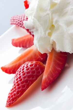 A plate of tasty strawberry dessertの写真素材
