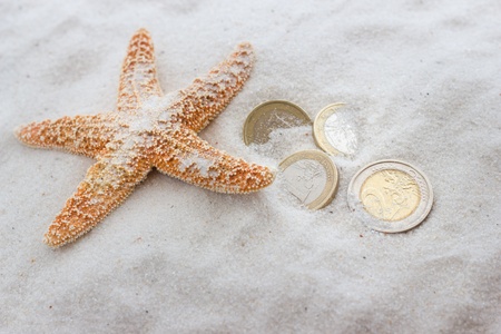 Lost money in the beachの写真素材