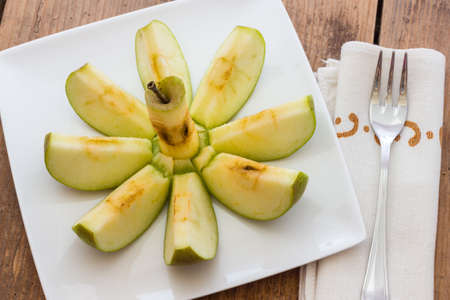 A close up view of an appleの写真素材