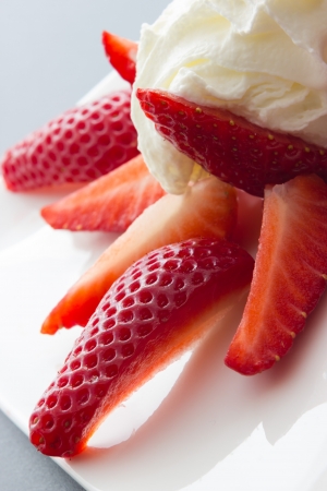 A plate of tasty strawberry dessertの写真素材