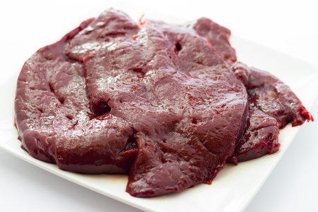 Close up view of calf's liverの写真素材