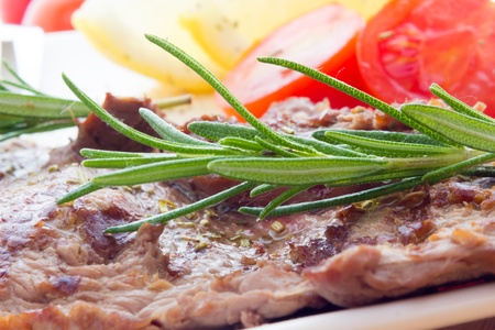 Close up view of same veal steaksの写真素材