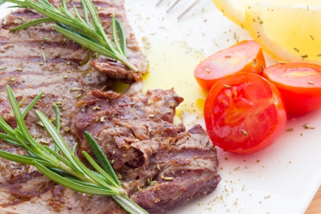 Close up view of same veal steaksの写真素材