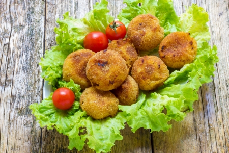 Home made onion croquettesの写真素材