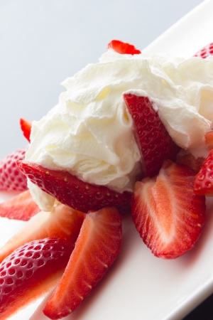 A plate of tasty strawberry dessertの写真素材