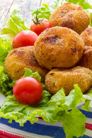 Home made onion croquettesの写真素材
