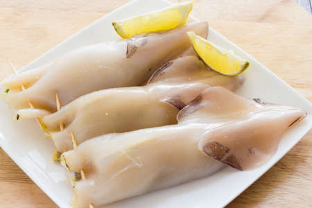Stuffed cuttlefish uncookedの写真素材