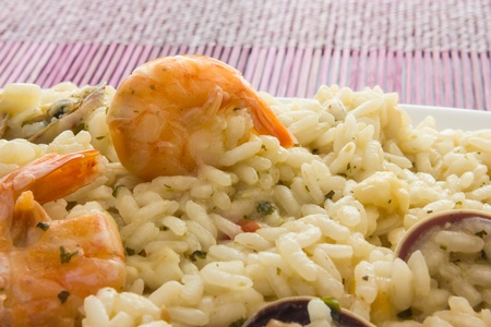 Plate of tasty Rice with seafoodの写真素材