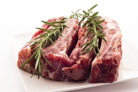 Pork chops ready to be cookedの写真素材