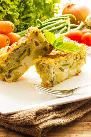Close up view of vegetable flanの写真素材