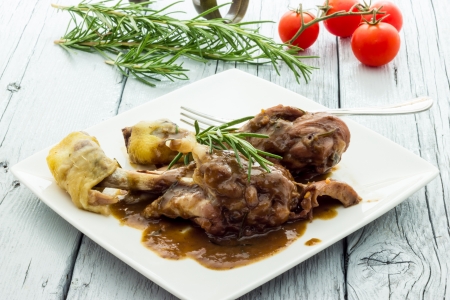 Chicken legs with red wineの写真素材