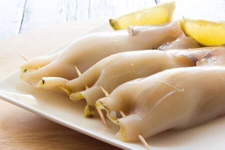 Stuffed cuttlefish uncookedの写真素材