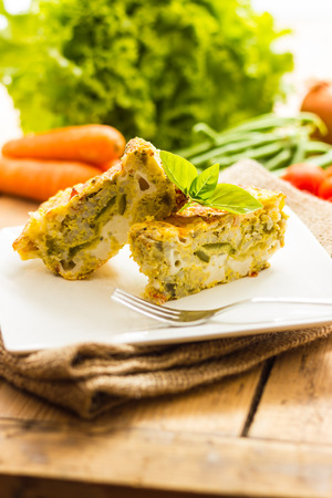 Close up view of vegetable flanの写真素材