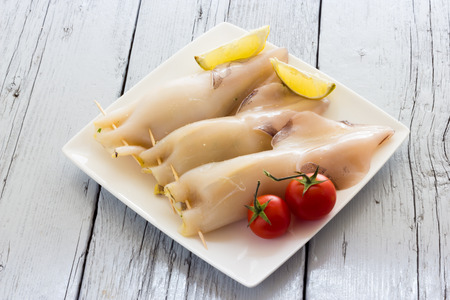 Stuffed cuttlefish uncookedの写真素材