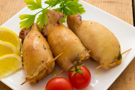 Plate of stuffed cuttlefishの写真素材