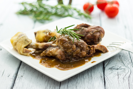 Chicken legs with red wineの写真素材