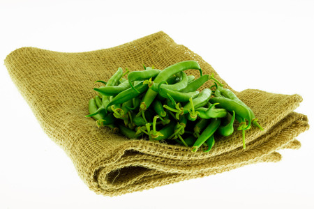 Isolated green beans  on white backgroundの写真素材