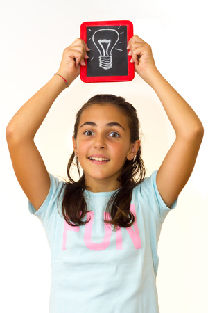 Little girl with a bright ideaの写真素材